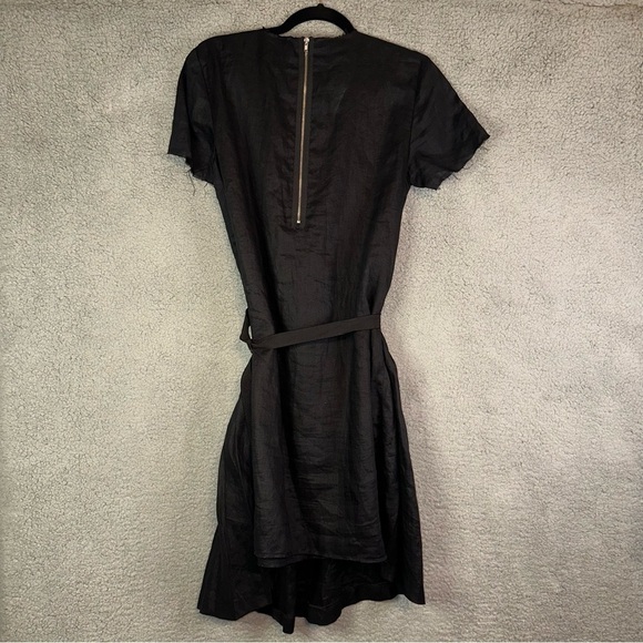 Band Of Outsiders Apron Wrap Mini Raw Hem Black Dress - Picture 8 of 12